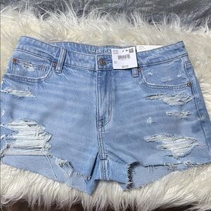 American Eagle Outfitters Women's Ripped Light Blue Jean Shorts